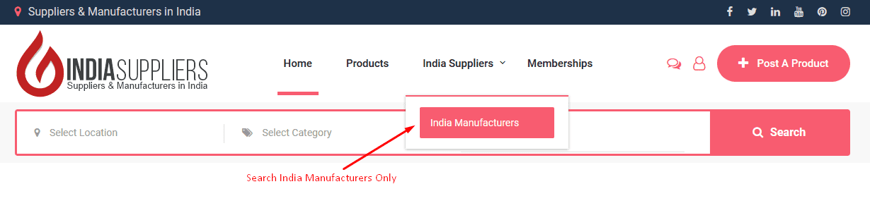 india suppliers manufacturers page