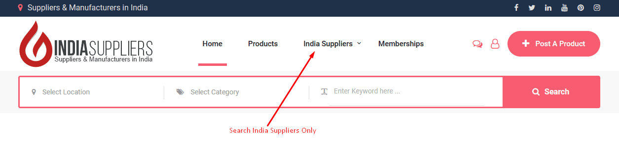 india suppliers page