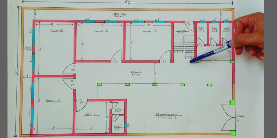 School building design | 45x75 School building plan | Pk house plans | Video No! 28