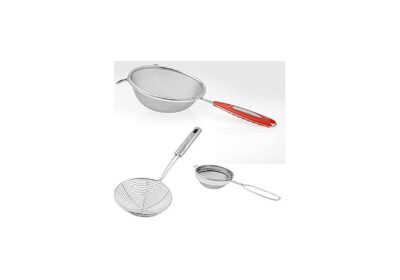 eglob stainless steel combo of soup deep fry and tea strainer set of 3 piece strainer