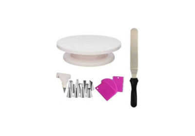 kosh combo of cake making 1 plastic turntable 1 nozzle set 3 pc scrapper and 1 palette knife kitchen tool set