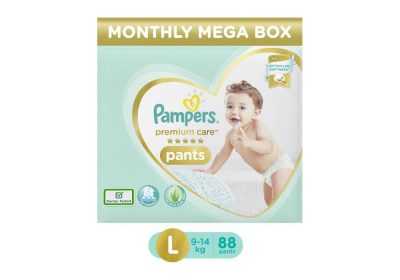 pampers premium pants monthly box pack cotton like soft diapers with wetness indicator l