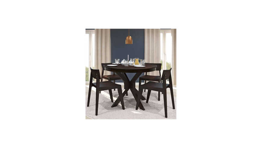 urban ladder liana round solid wood 4 seater dining table